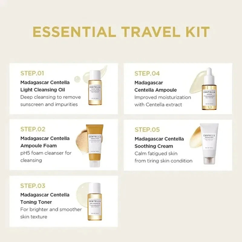 Kit de Viagem Madagascar Centella – Mini Kit Skincare 5 Peças