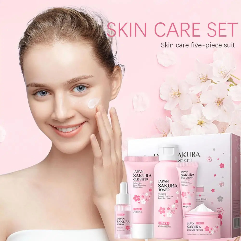 Kit de Skincare Sakura 3/5 Peças – Cuidados Faciais Completo.