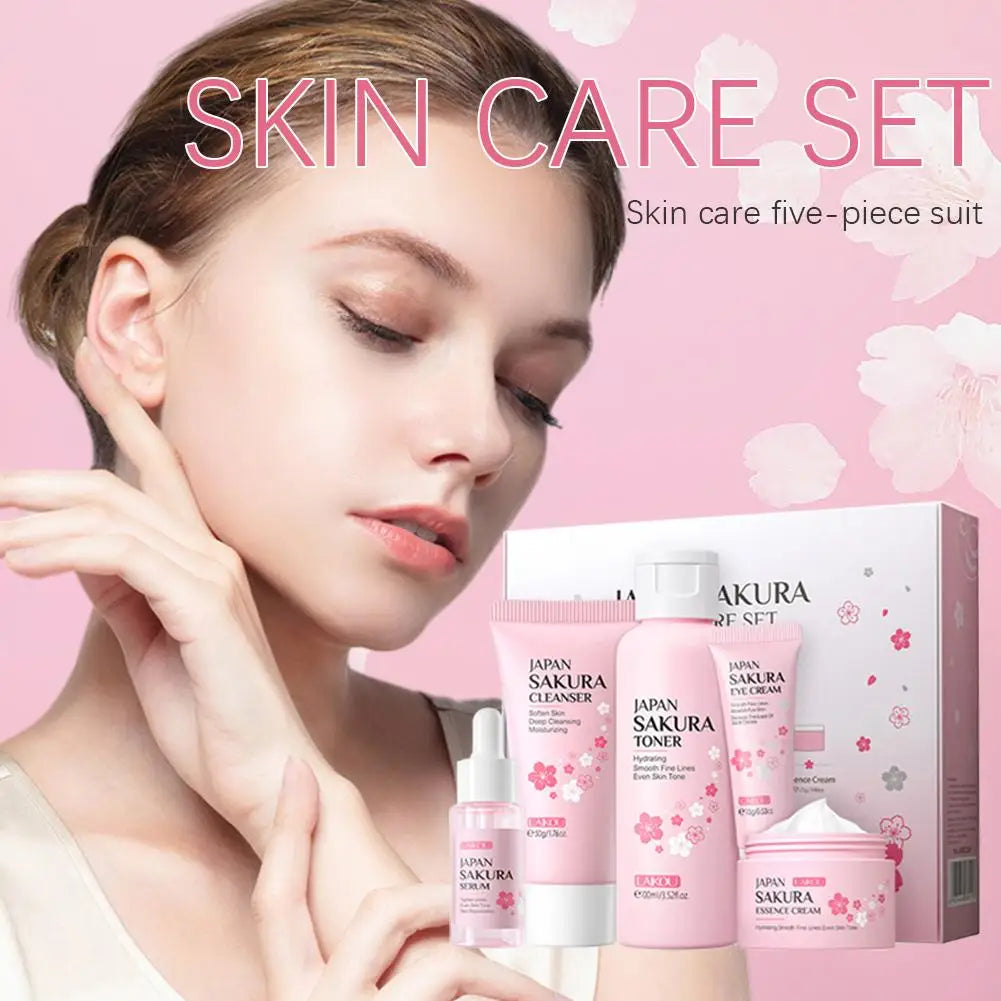 Kit de Skincare Sakura 3/5 Peças – Cuidados Faciais Completo.
