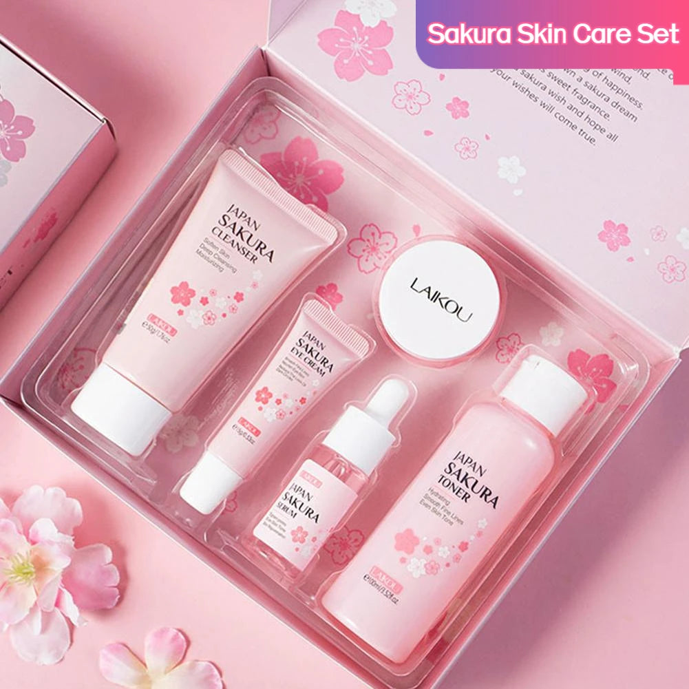 Kit de Skincare Sakura 3/5 Peças – Cuidados Faciais Completo.