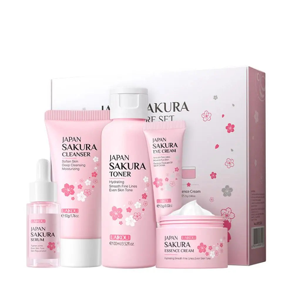 Kit de Skincare Sakura 3/5 Peças – Cuidados Faciais Completo.