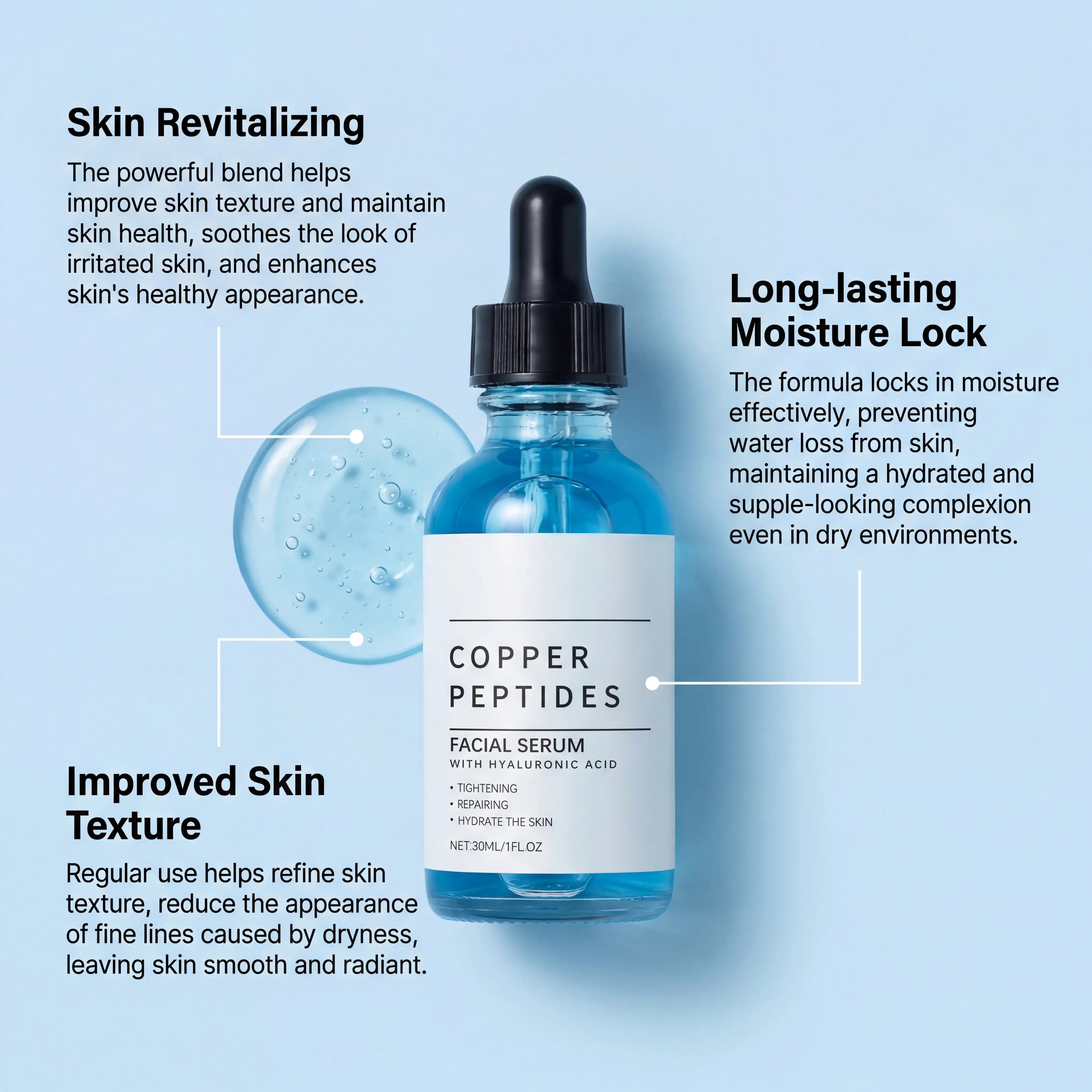 Sérum Facial Hidratante com Ácido Hialurônico